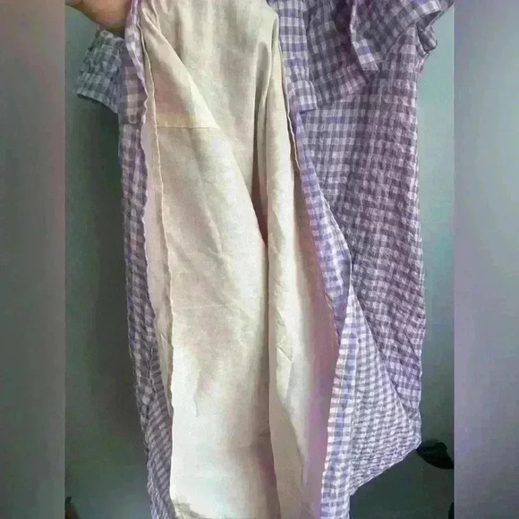 NEVER A WALLFLOWER Women's One-Shoulder MIDI Dress Purple Gingham Checkered Med - Picture 9 of 9